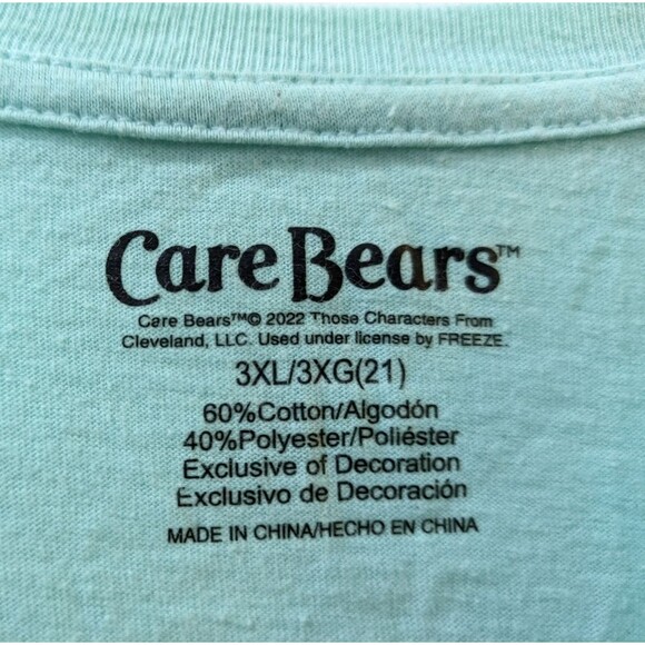 CARE BEARS Teal Cropped Short Sleeve Tie Front Top Embroidery Womens 3XL - Picture 6 of 11